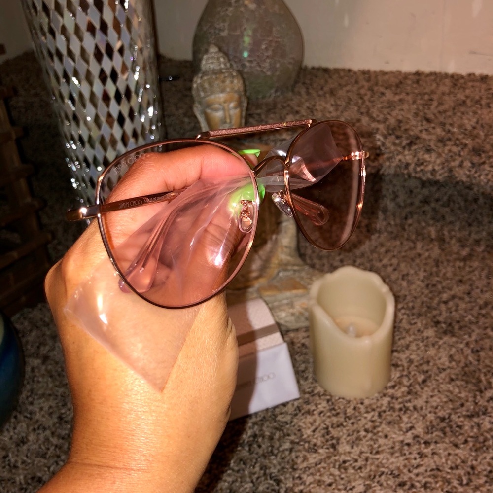 JIMMY CHOO Pink Abbiegs Aviator Stainless Steel 🕶 - Picture 5 of 9